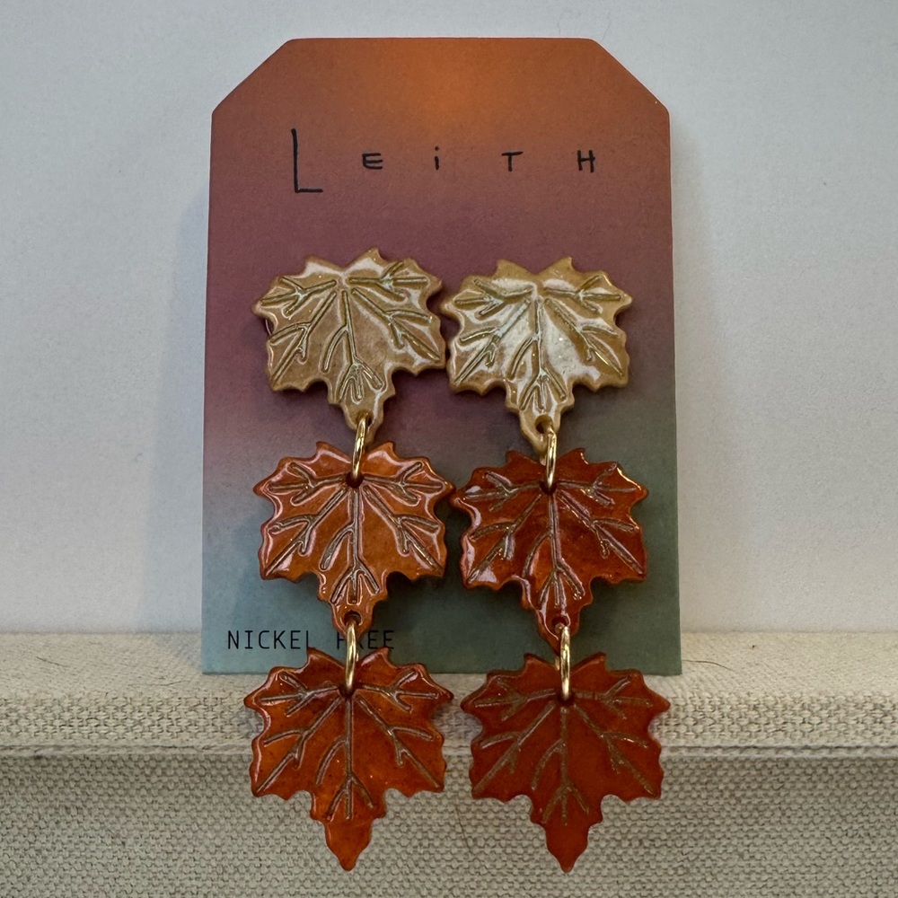 Nordstrom Leith Beautiful Autumn Leaf Earrings